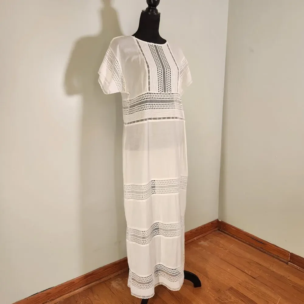 BANANA REPUBLIC NWT White Auriene Lace Maxi Dress, Size Medium - Picture 5 of 15